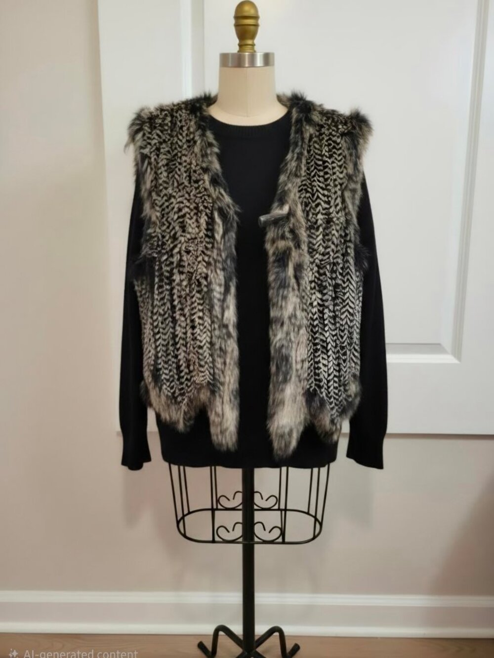 Kellie Kouri Knitted Rabbit Fur Vest Size Medium